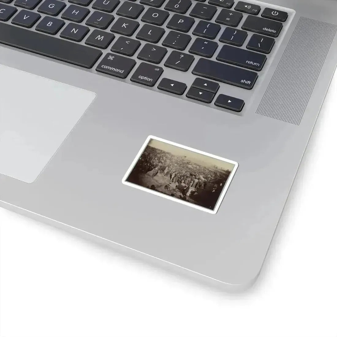 Andersonville Prison, Ga., August 17, 1864. Issuing Rations, View From Main Gate (U.S. Civil War) STICKER Vinyl Kiss-Cut Decal - The Sticker Space