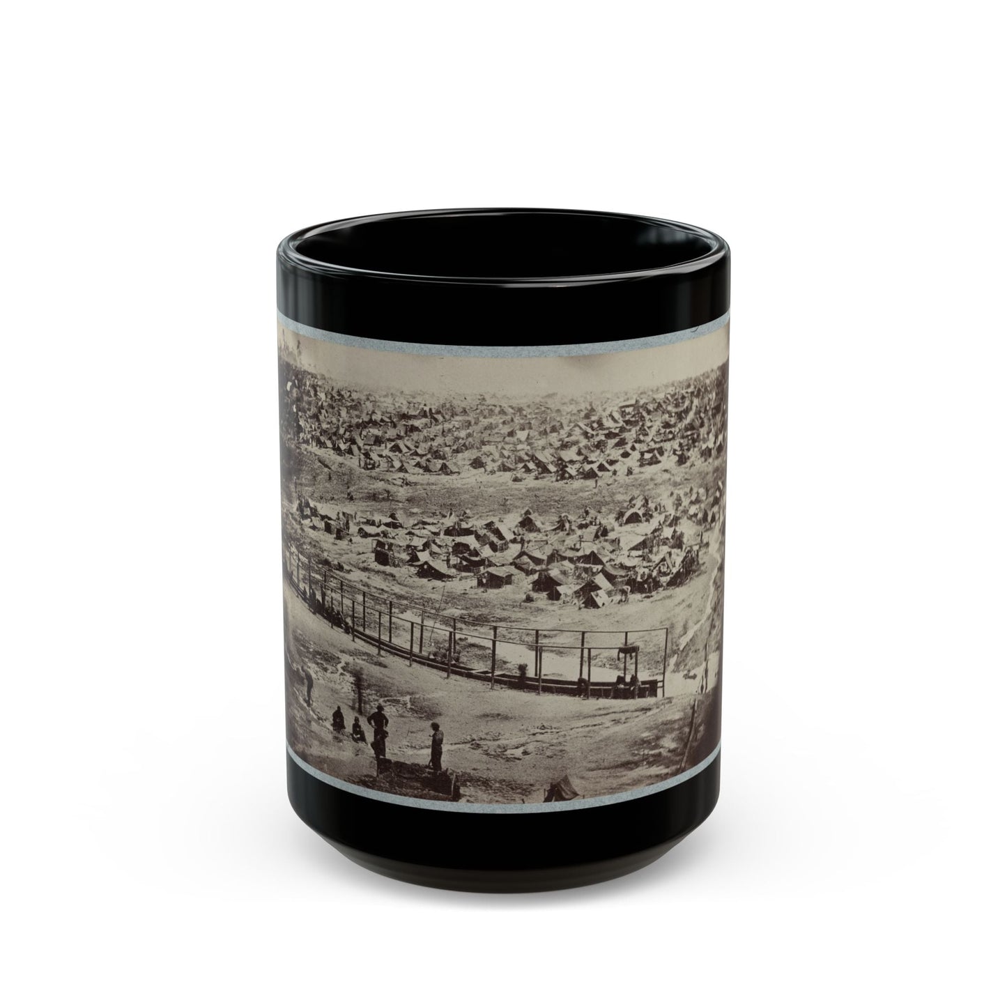 Andersonville Prison, Ga., August 17, 1864. Bird's Eye View (U.S. Civil War) Black Coffee Mug-15oz-The Sticker Space