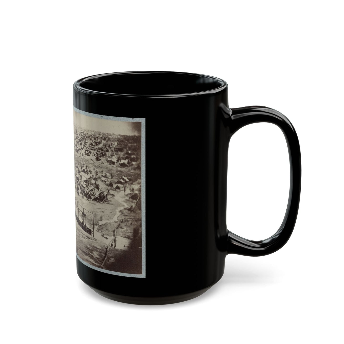 Andersonville Prison, Ga., August 17, 1864. Bird's Eye View (U.S. Civil War) Black Coffee Mug-The Sticker Space