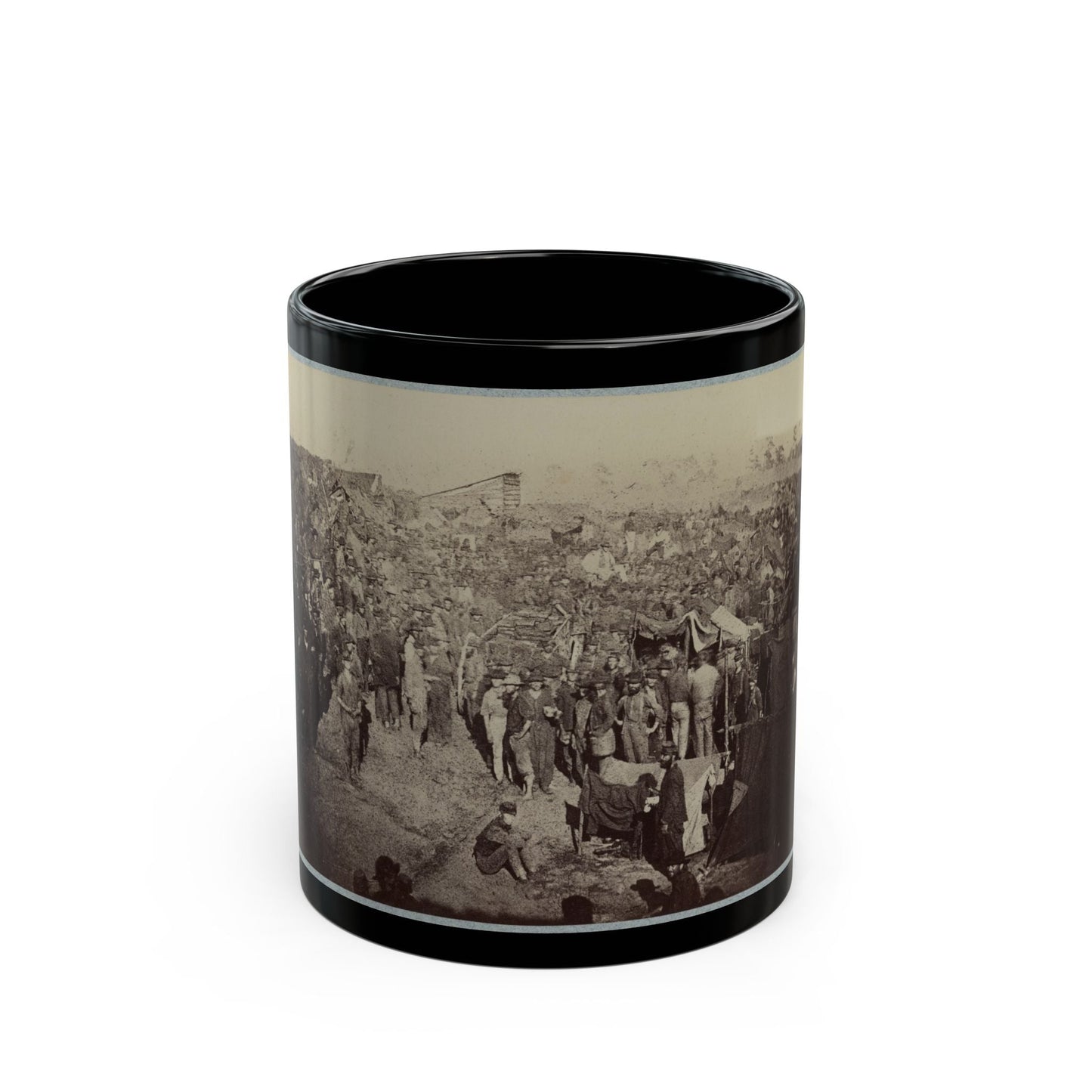 Andersonville Prison, Ga., August 17, 1864. Issuing Rations, View From Main Gate (U.S. Civil War) Black Coffee Mug