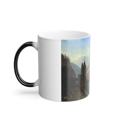 Andreas Roller (1805-1891) Landscape with a Bridge and Fortress - 1843 - Color Changing Mug 11oz-11oz-The Sticker Space