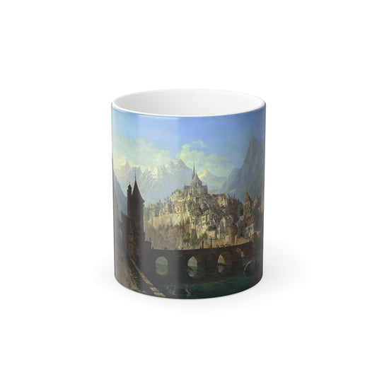 Andreas Roller (1805-1891) Landscape with a Bridge and Fortress - 1843 - Color Changing Mug 11oz-11oz-The Sticker Space