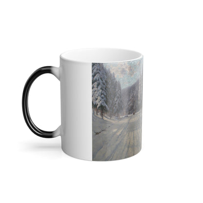 Andrei Nikolaevich Schilder (1861-1919) Winter Road - 1904 - Color Changing Mug 11oz-11oz-The Sticker Space