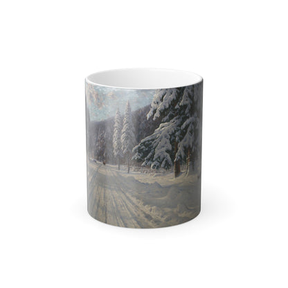 Andrei Nikolaevich Schilder (1861-1919) Winter Road - 1904 - Color Changing Mug 11oz-11oz-The Sticker Space