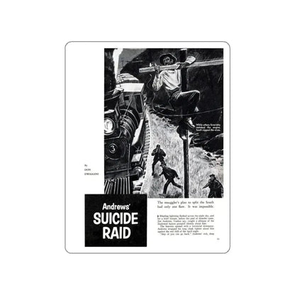 Andrews' Suicide Raid (1), Male magazine, September 1956 (Magazine Illustration) STICKER Vinyl Die-Cut Decal - The Sticker Space