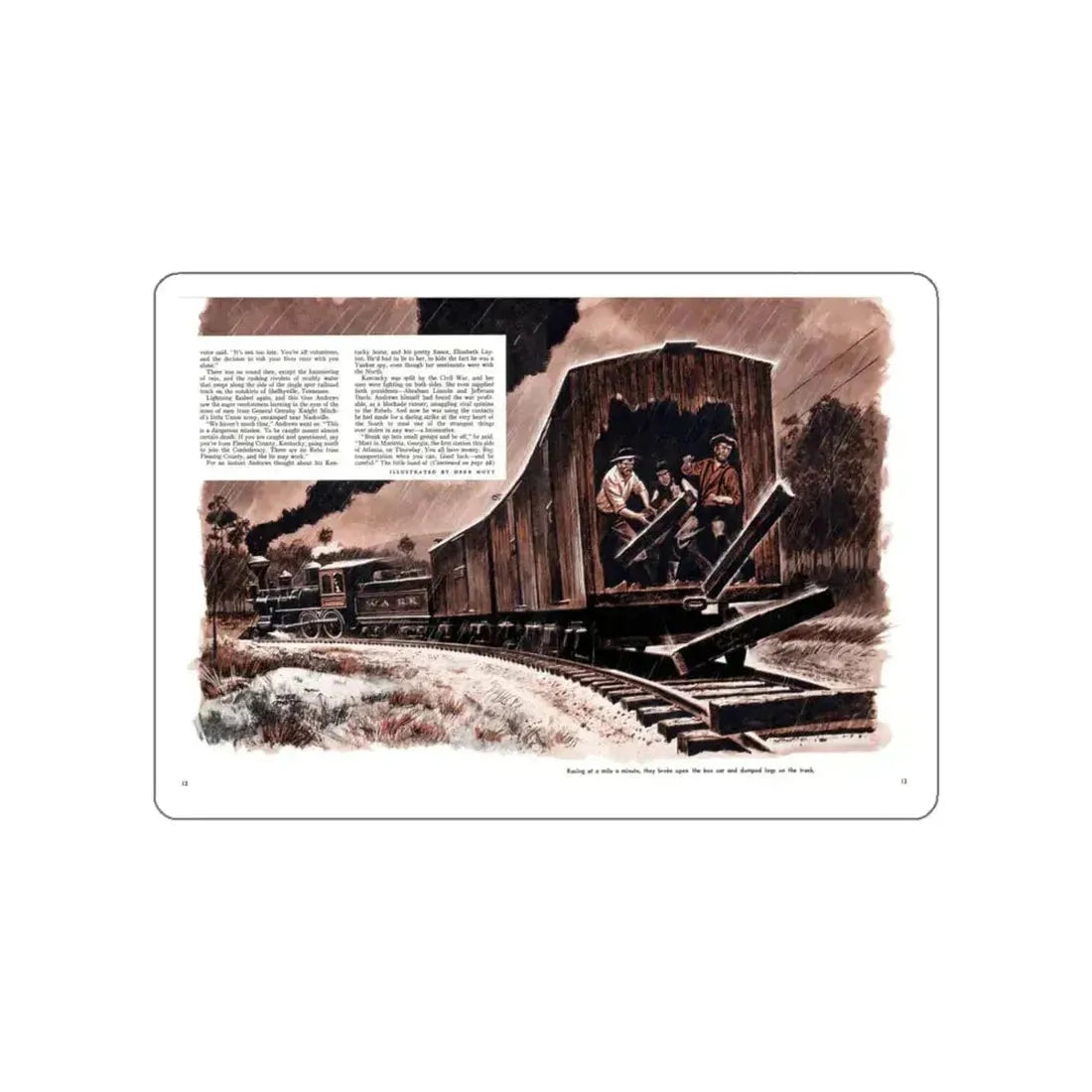 Andrews' Suicide Raid (2), Male magazine, September 1956 (Magazine Illustration) STICKER Vinyl Die-Cut Decal White Die-Cut 4 Inch - The Sticker Space