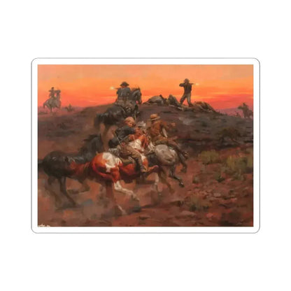 Andy Thomas-Battle at Sunset (Native Americans in Art) STICKER Vinyl Kiss-Cut Decal 2 Inch White - The Sticker Space