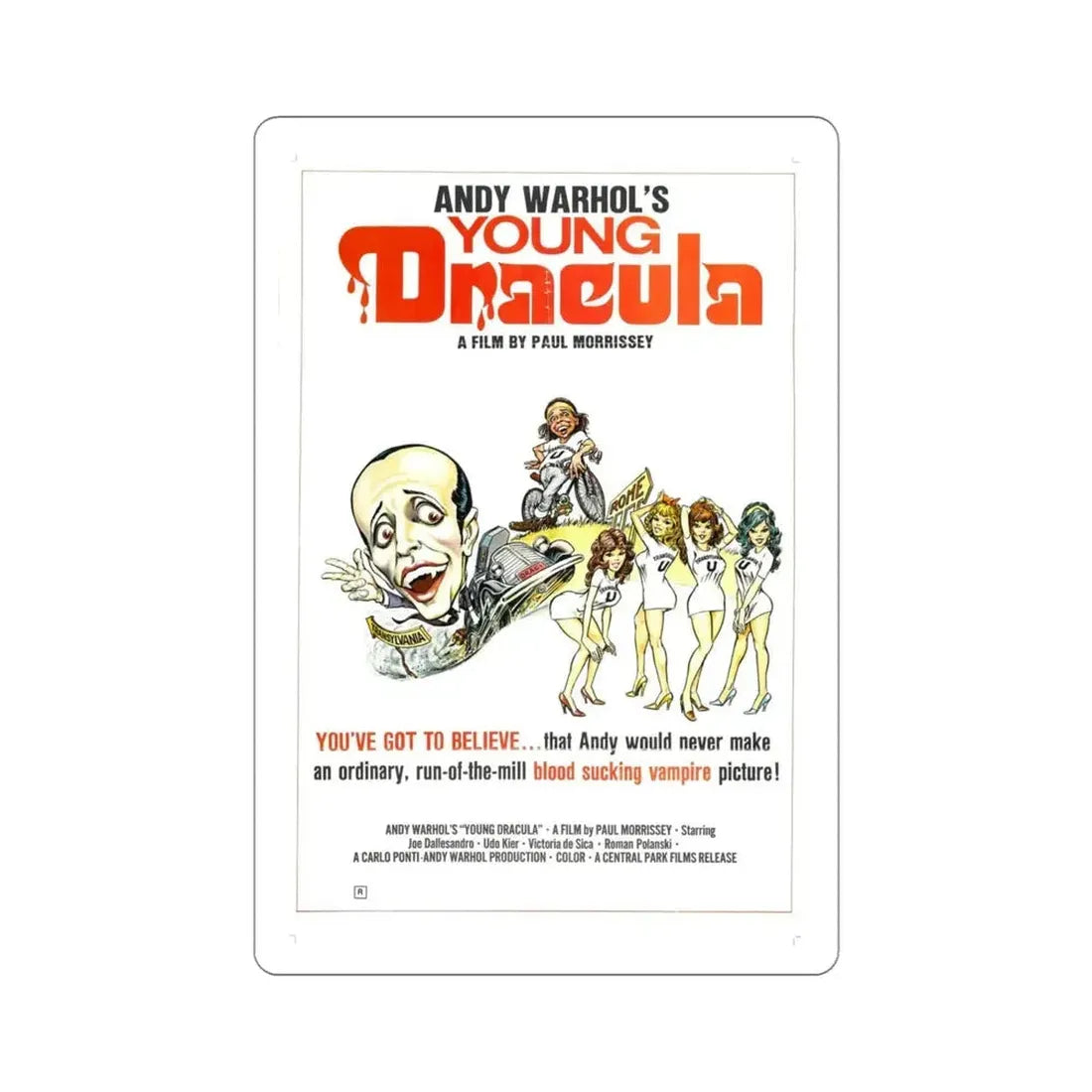 Andy Warhol's Dracula 1974 2 Movie Poster STICKER Vinyl Die-Cut Decal - The Sticker Space