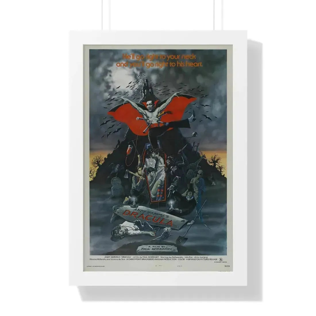 ANDY WARHOL'S DRACULA 1974 - Framed Movie Poster 16″ x 24″ White - The Sticker Space