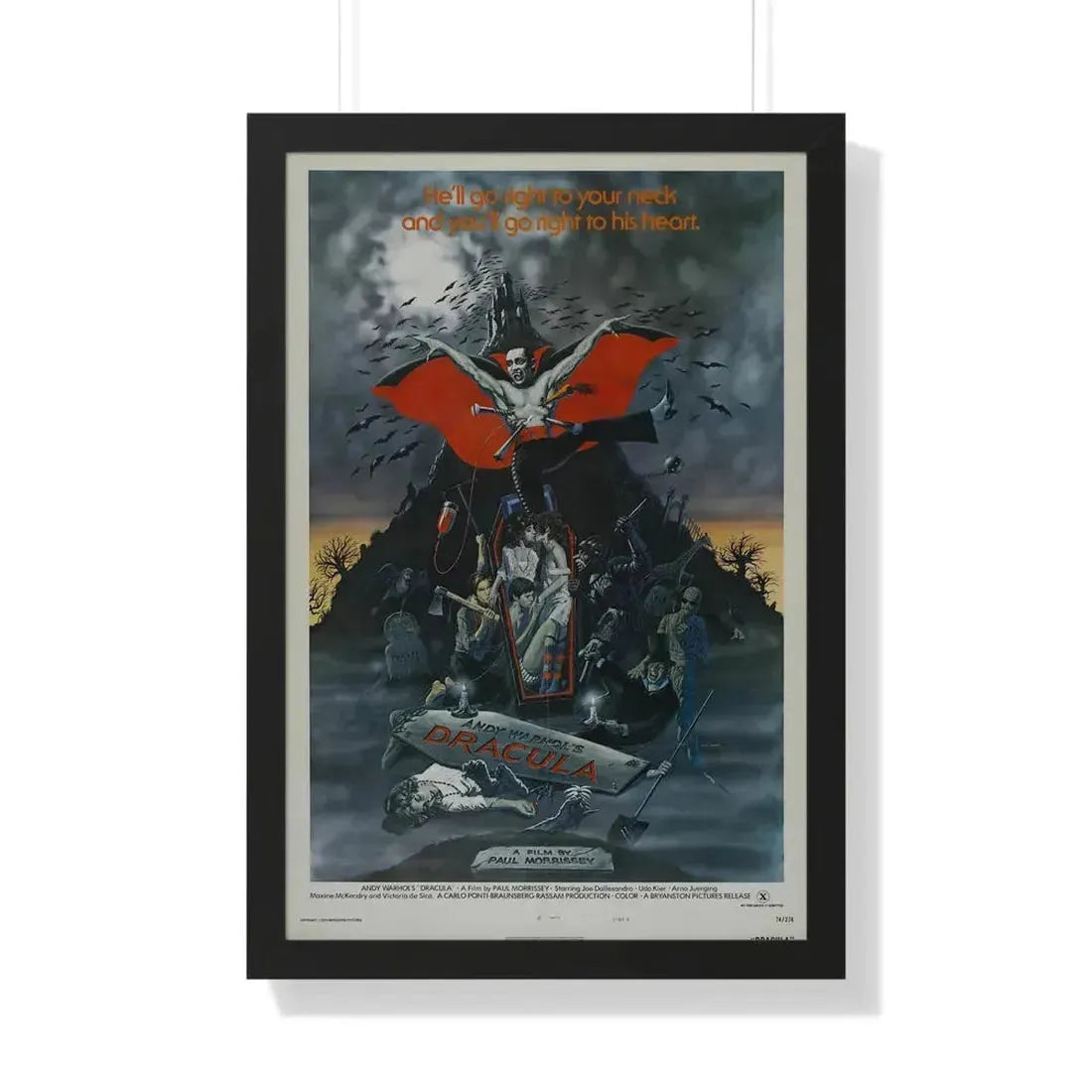ANDY WARHOL'S DRACULA 1974 - Framed Movie Poster 20" x 30" Black - The Sticker Space