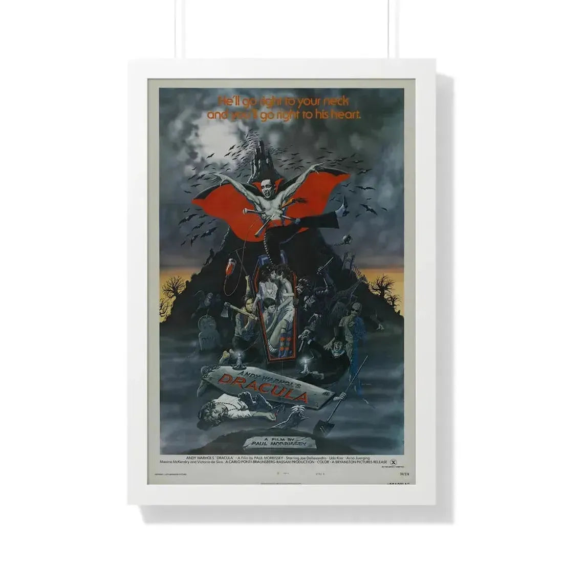ANDY WARHOL'S DRACULA 1974 - Framed Movie Poster 20" x 30" White - The Sticker Space