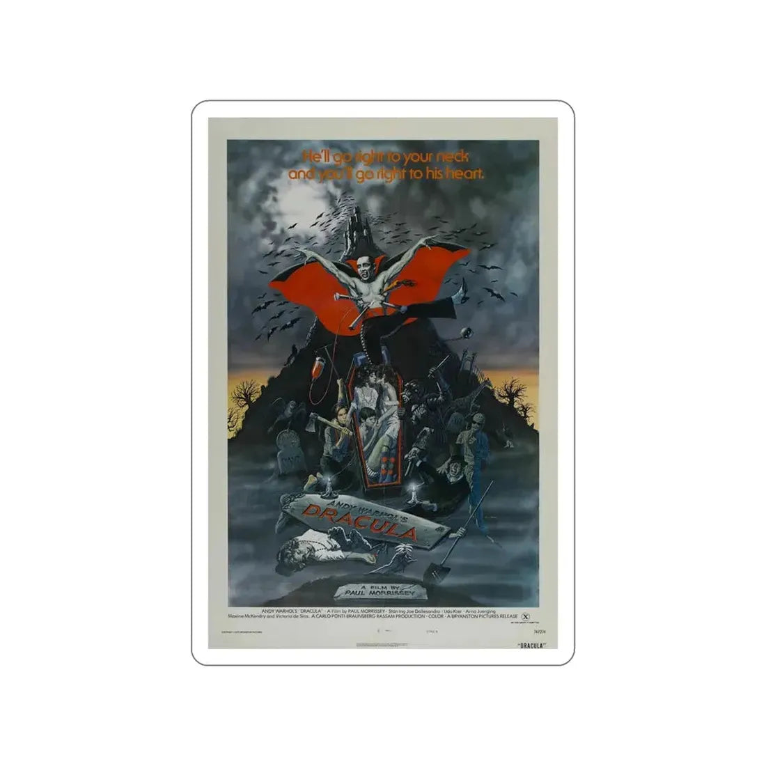 ANDY WARHOL'S DRACULA 1974 Movie Poster STICKER Vinyl Die-Cut Decal 6 Inch - The Sticker Space