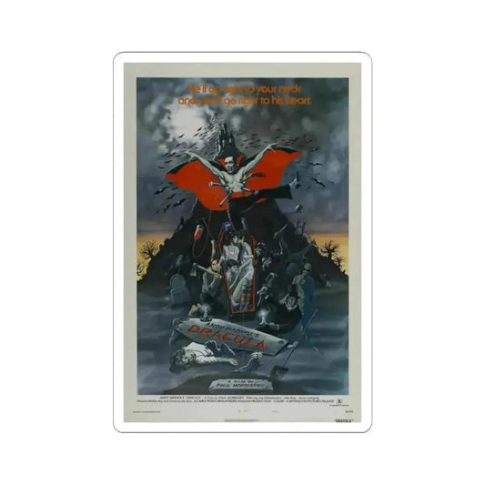 ANDY WARHOL'S DRACULA 1974 Movie Poster - STICKER Vinyl Kiss-Cut Decal 2 Inch White - The Sticker Space