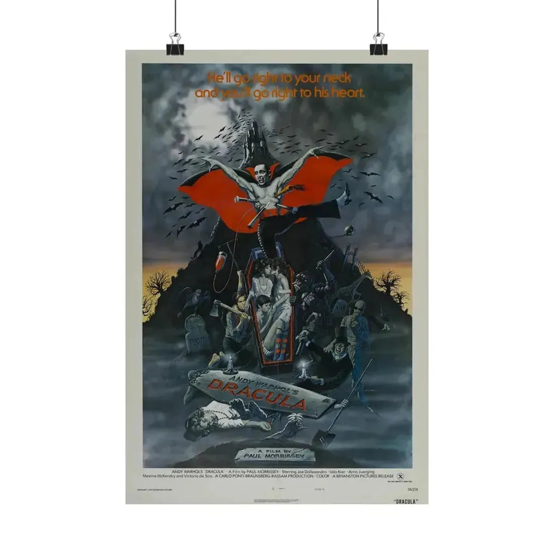 ANDY WARHOL'S DRACULA 1974 - Paper Movie Poster 12″ x 18″ Matte - The Sticker Space