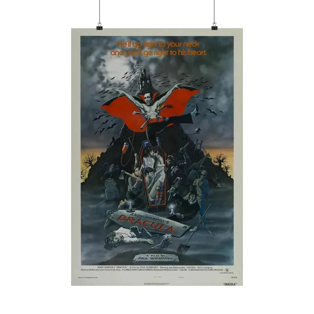 ANDY WARHOL'S DRACULA 1974 - Paper Movie Poster 20″ x 30″ Matte - The Sticker Space