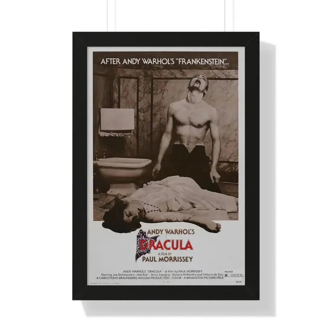 ANDY WARHOL'S DRACULA (2) 1974 - Framed Movie Poster 16″ x 24″ Black - The Sticker Space