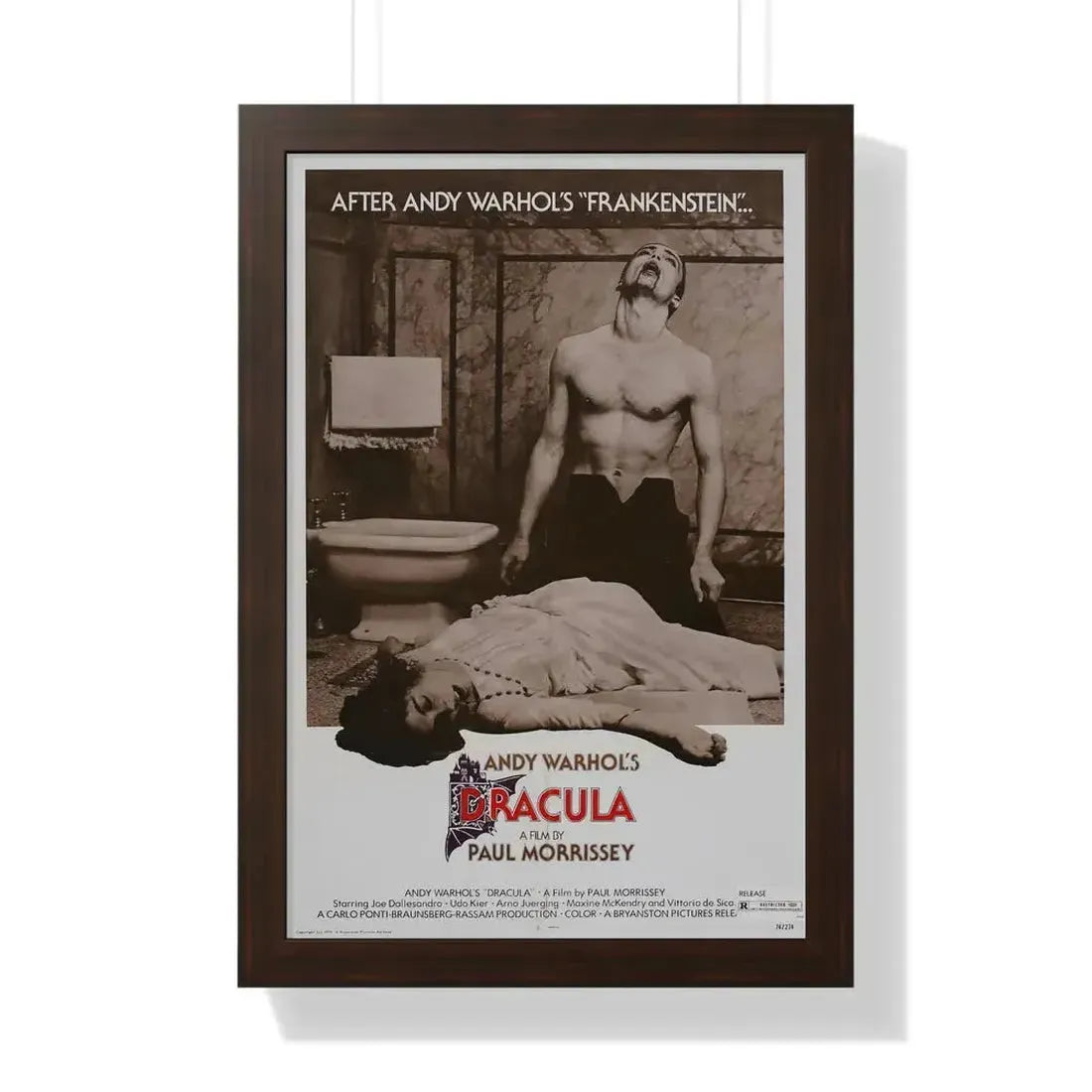 ANDY WARHOL'S DRACULA (2) 1974 - Framed Movie Poster 16″ x 24″ Walnut - The Sticker Space