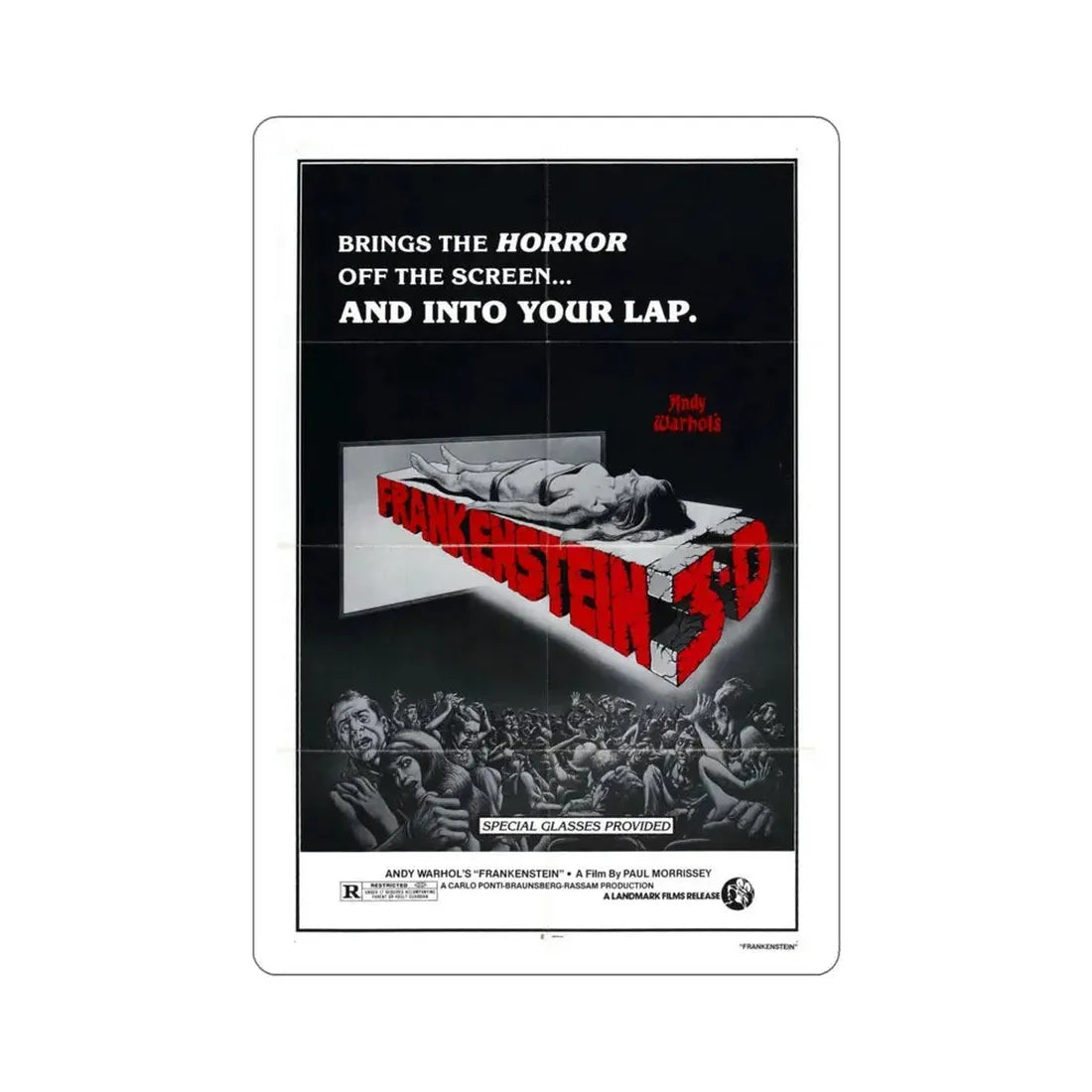 Andy Warhol's Frankenstein 1974 Movie Poster STICKER Vinyl Die-Cut Decal 6 Inch - The Sticker Space