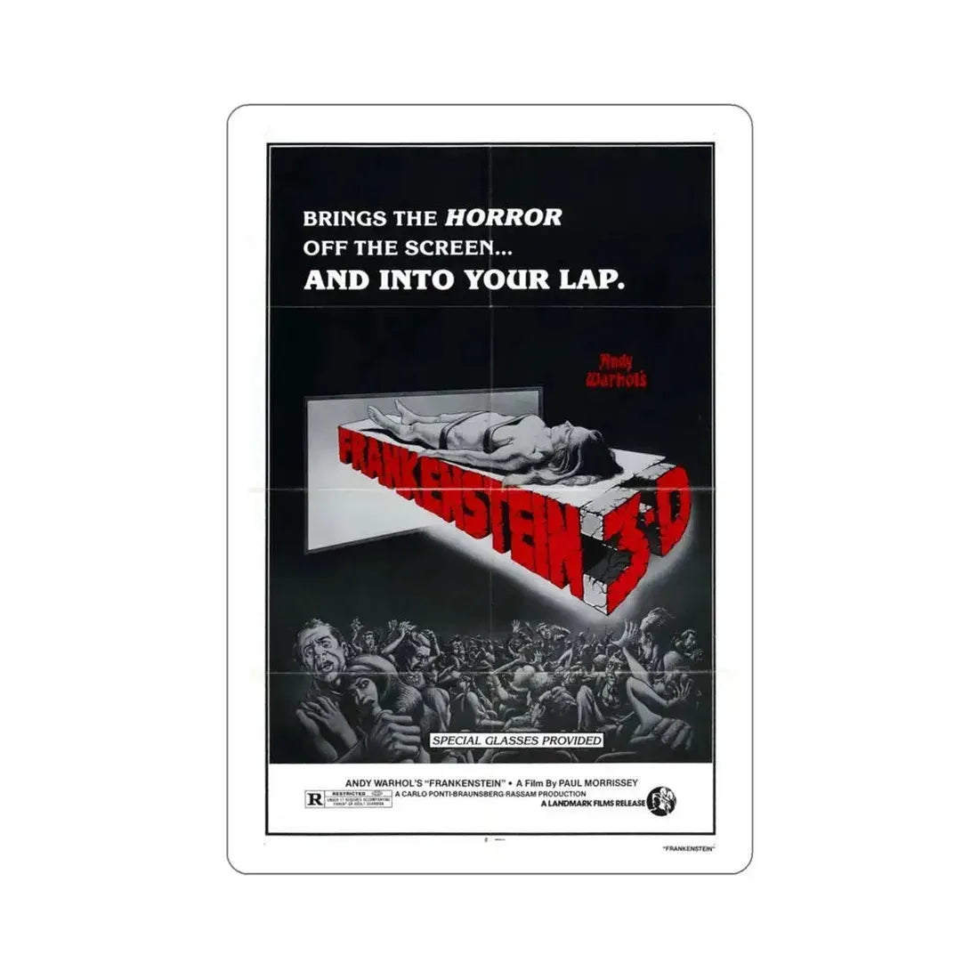 Andy Warhol's Frankenstein 1974 Movie Poster STICKER Vinyl Die-Cut Decal - The Sticker Space