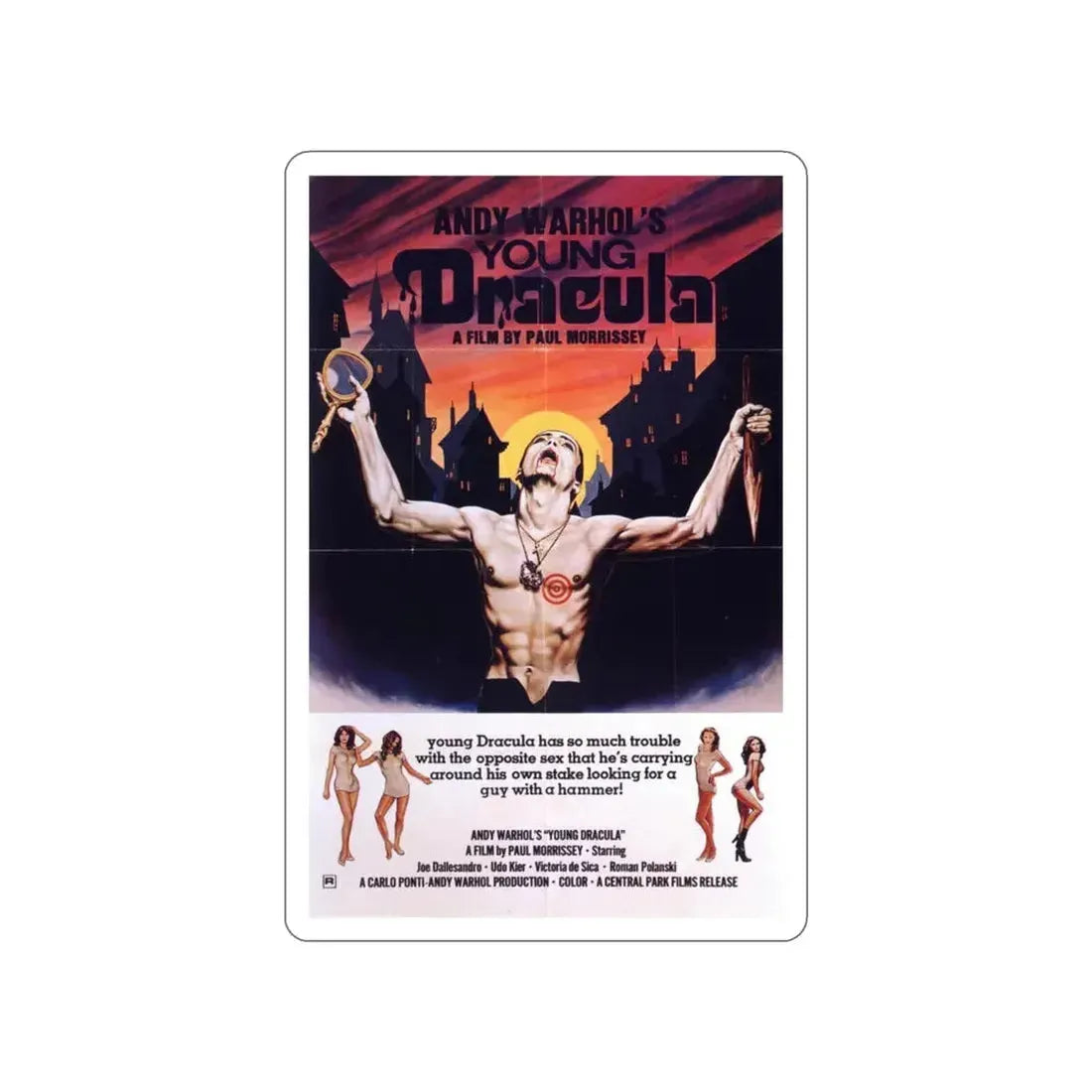 ANDY WARHOL'S YOUNG DRACULA 1974 Movie Poster STICKER Vinyl Die-Cut Decal 3 Inch - The Sticker Space