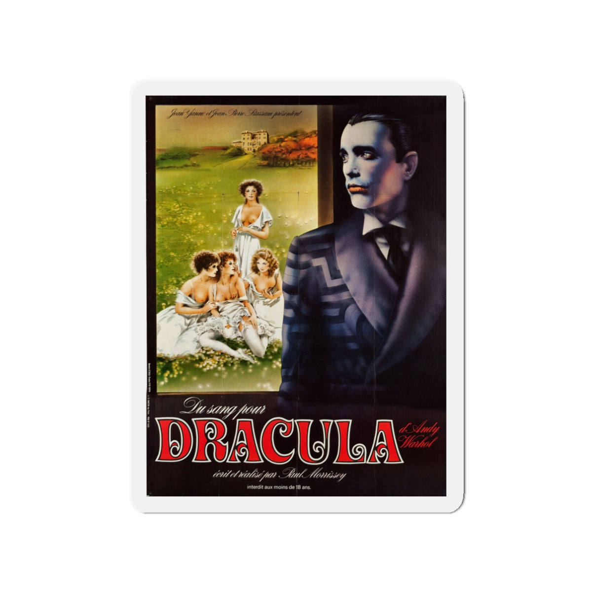 ANDY WARHOL'S DRACULA (FRENCH) 1974 Movie Poster - Die-Cut Magnet-3" x 3"-The Sticker Space