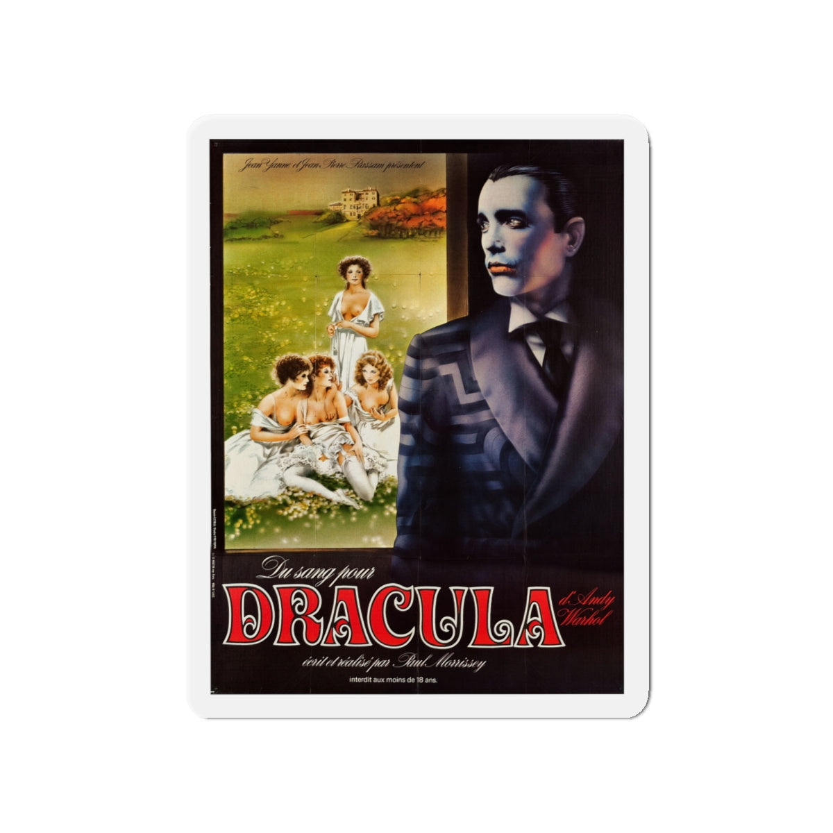 ANDY WARHOL'S DRACULA (FRENCH) 1974 Movie Poster - Die-Cut Magnet-4" x 4"-The Sticker Space