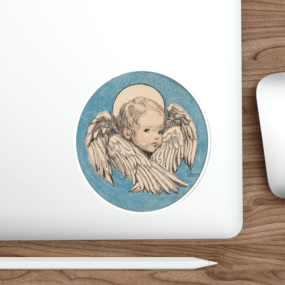 Angel, A Child's Prayer interior book illustration, 1926 (Magazine Illustration) STICKER Vinyl Die-Cut Decal-The Sticker Space