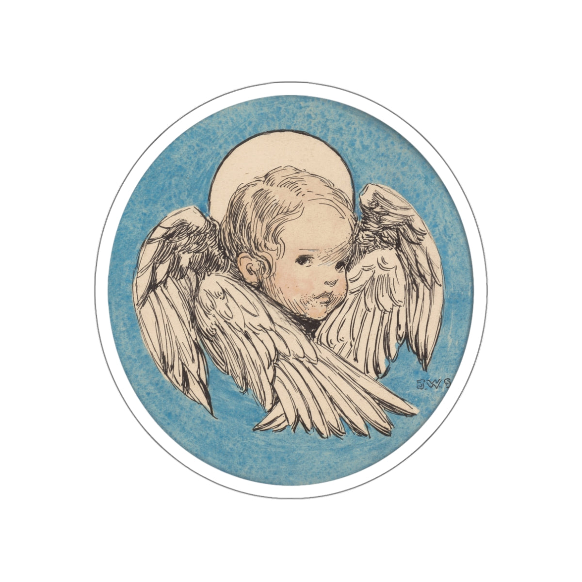 Angel, A Child's Prayer interior book illustration, 1926 (Magazine Illustration) STICKER Vinyl Die-Cut Decal-White-The Sticker Space