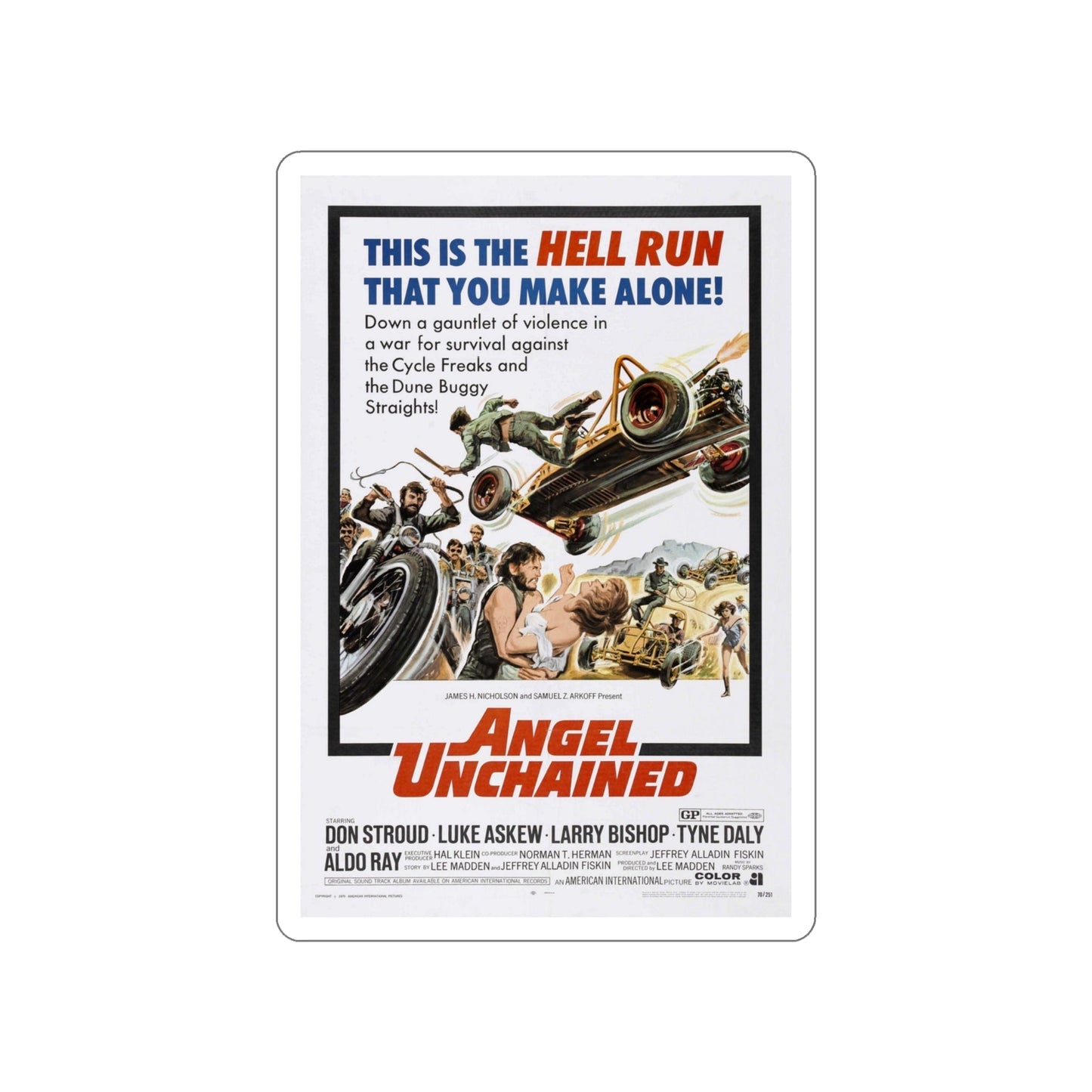 ANGEL UNCHAINED 1970 Movie Poster STICKER Vinyl Die-Cut Decal-4 Inch-The Sticker Space