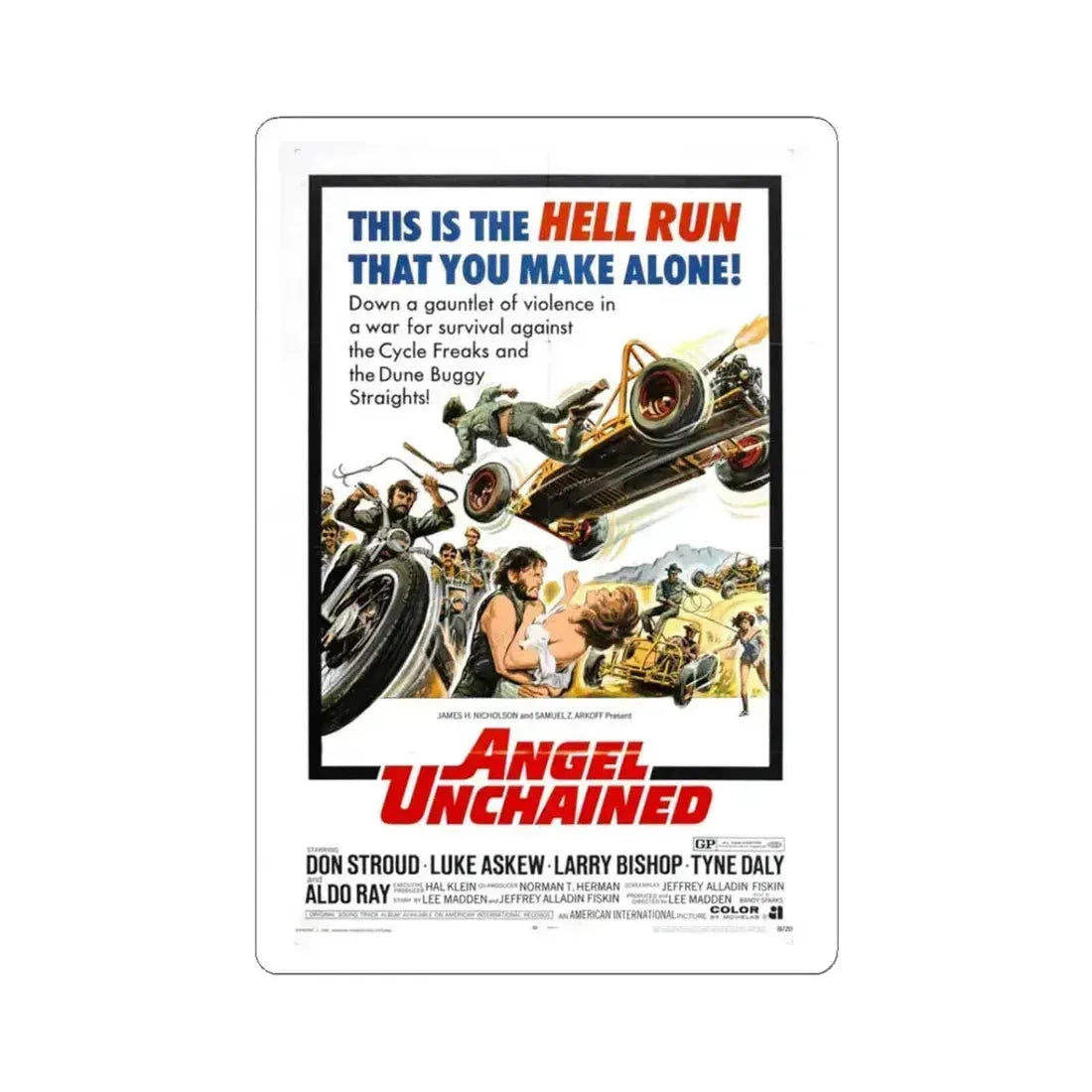 Angel Unchained 1970 Movie Poster - STICKER Vinyl Kiss-Cut Decal 3 Inch White - The Sticker Space
