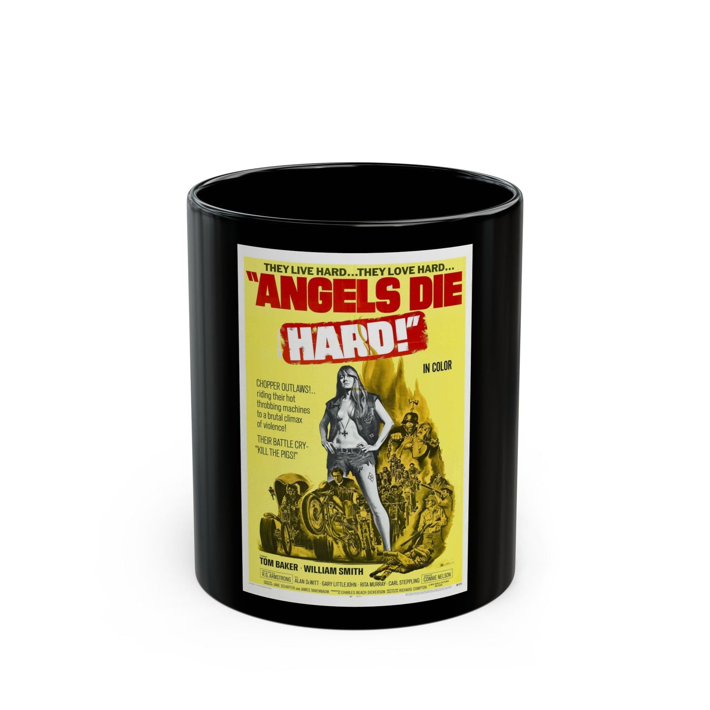 ANGELS DIE HARD 1970 Movie Poster - Black Coffee Mug