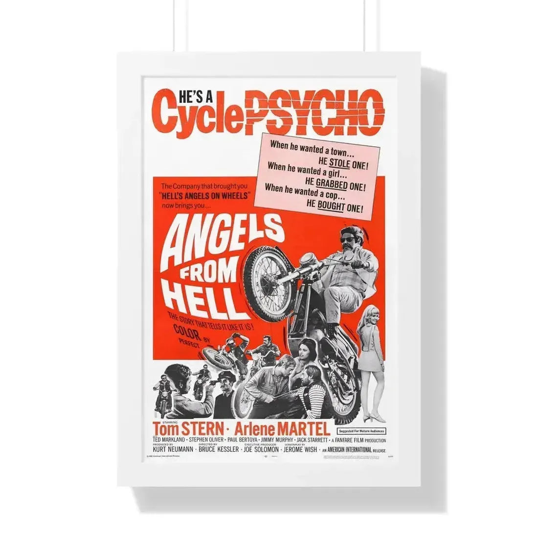 ANGELS FROM HELL 1968 - Framed Movie Poster 16″ x 24″ White - The Sticker Space