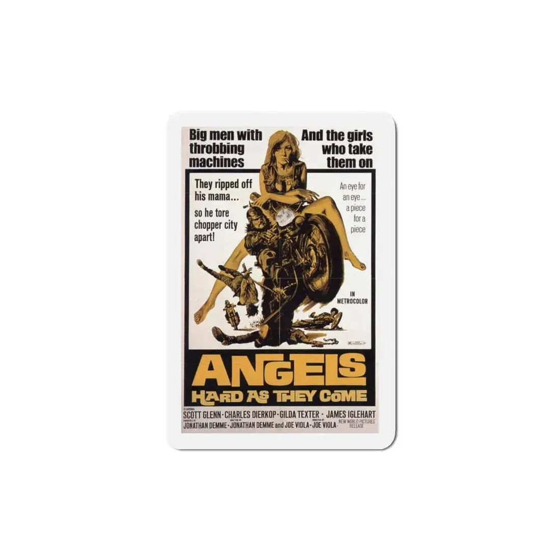 Angels Hard as They Come 1971 Movie Poster Refrigerator Magnet 4 Inch - The Sticker Space