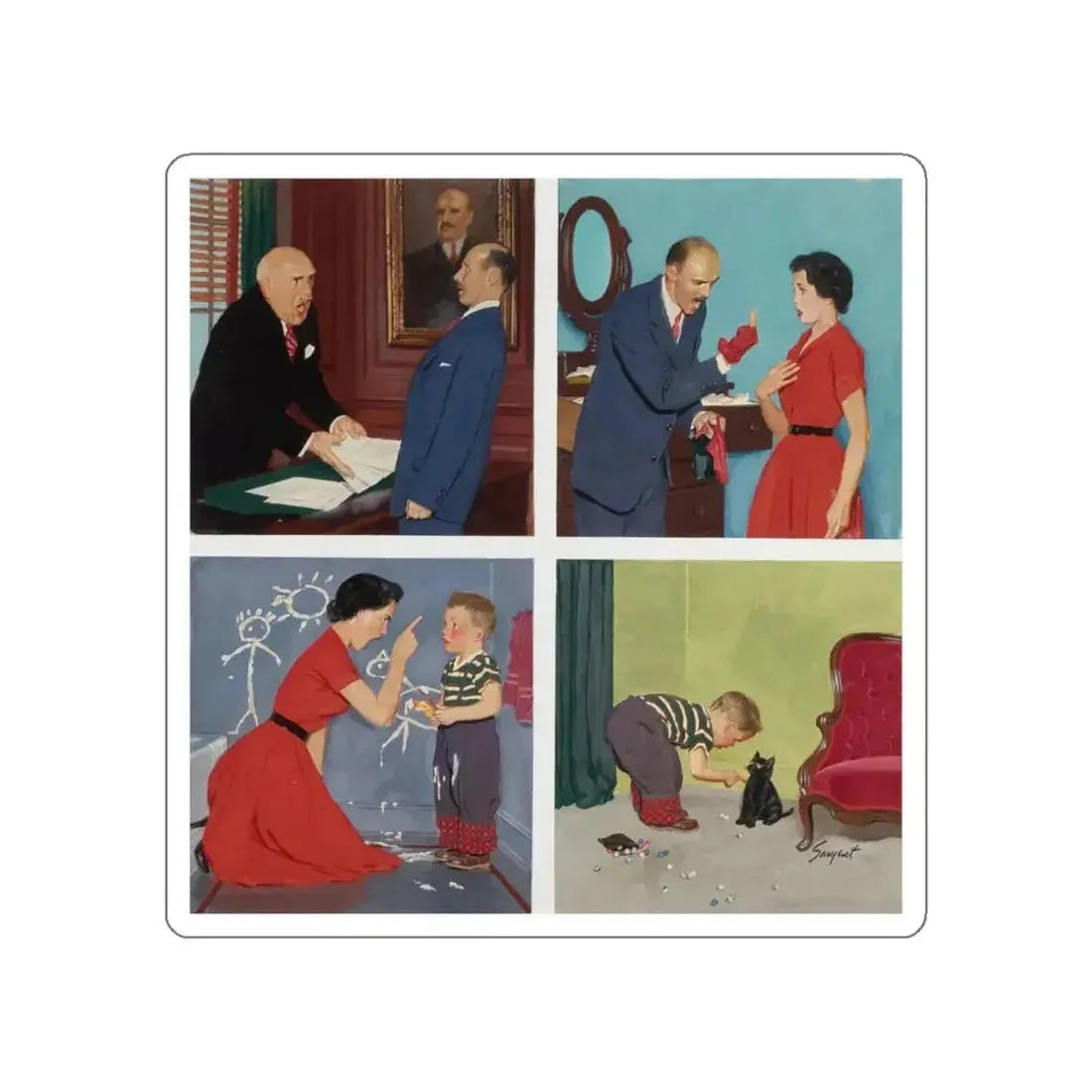 Anger Transference, The Saturday Evening Post cover, March 20, 1954 (Magazine Illustration) STICKER Vinyl Die-Cut Decal - The Sticker Space