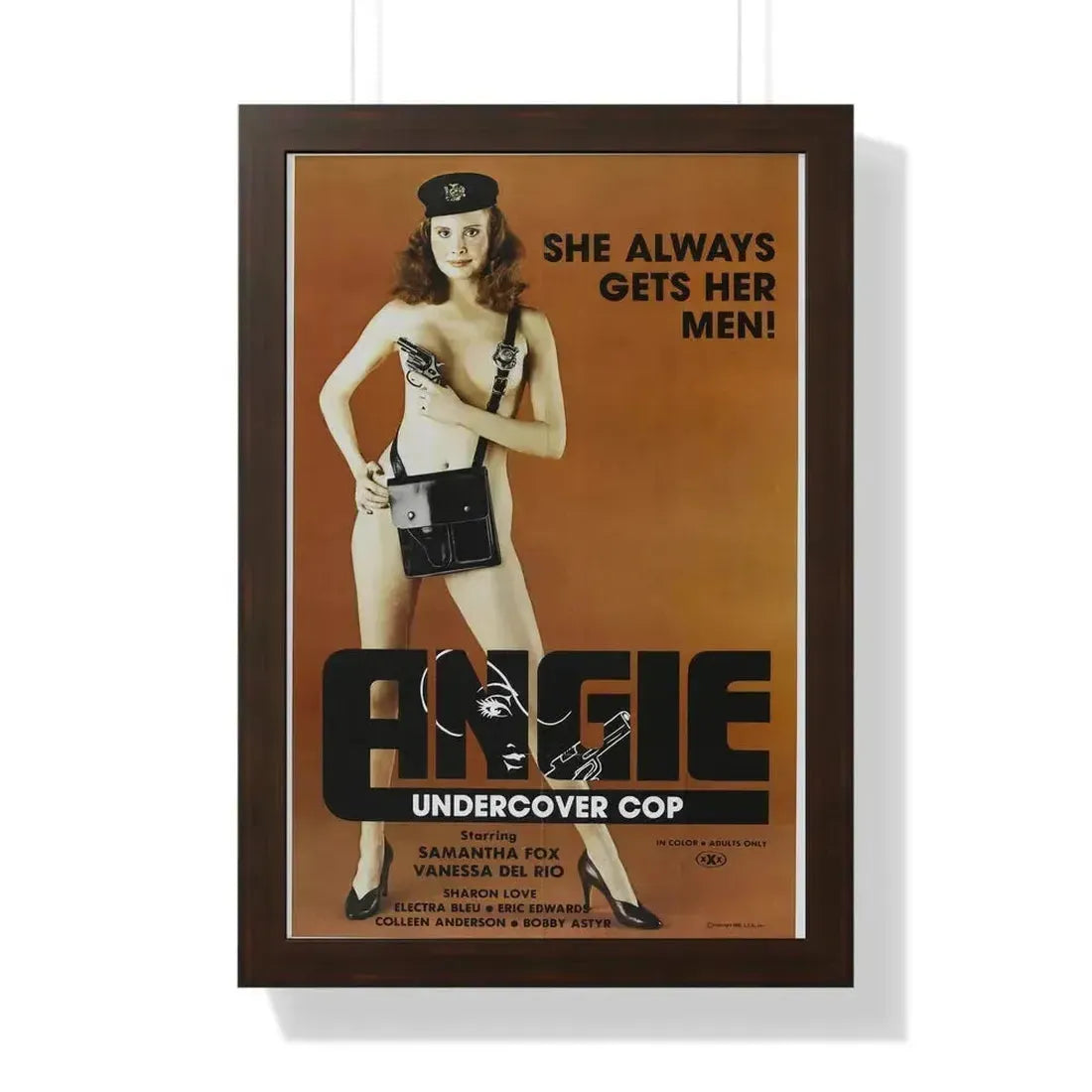 ANGIE UNDERCOVER COP 1980 - Framed Movie Poster 16″ x 24″ Walnut - The Sticker Space