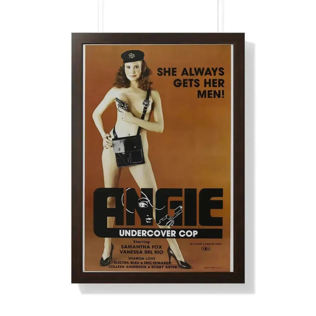 ANGIE UNDERCOVER COP 1980 - Framed Movie Poster 20" x 30" Walnut - The Sticker Space