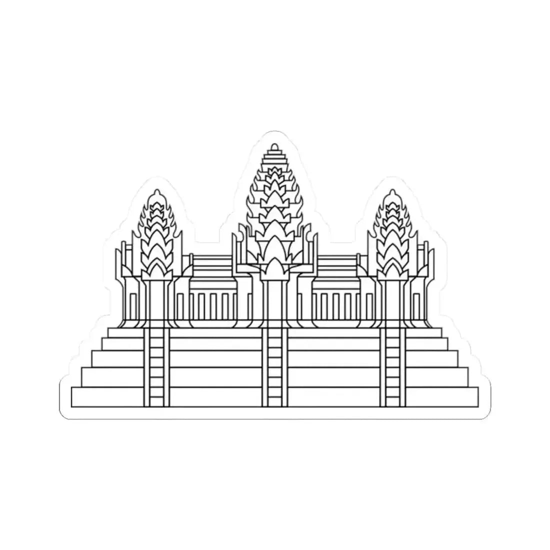 Angkor Wat in Flag of Cambodia (Cambodia) STICKER Vinyl Kiss-Cut Decal 2 Inch White - The Sticker Space