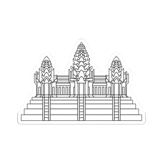 Angkor Wat in Flag of Cambodia (Cambodia) STICKER Vinyl Kiss-Cut Decal 2 Inch White - The Sticker Space