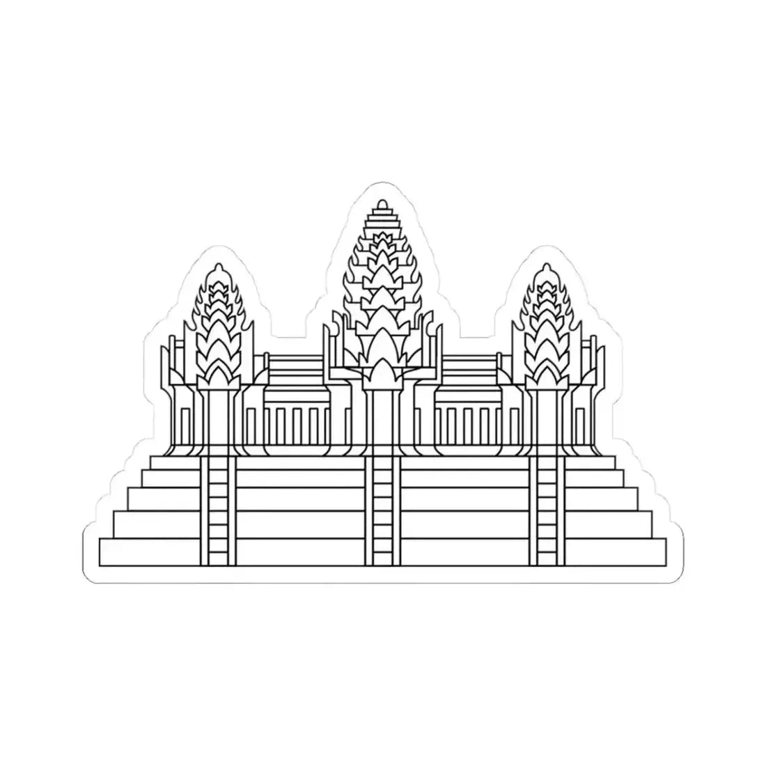 Angkor Wat in Flag of Cambodia (Cambodia) STICKER Vinyl Kiss-Cut Decal 3 Inch White - The Sticker Space