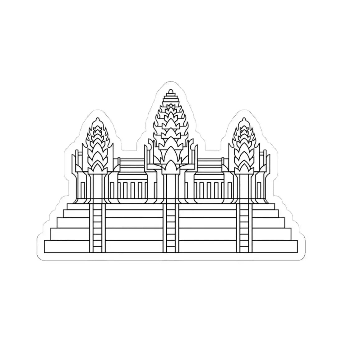 Angkor Wat in Flag of Cambodia (Cambodia) STICKER Vinyl Kiss-Cut Decal 4 Inch White - The Sticker Space