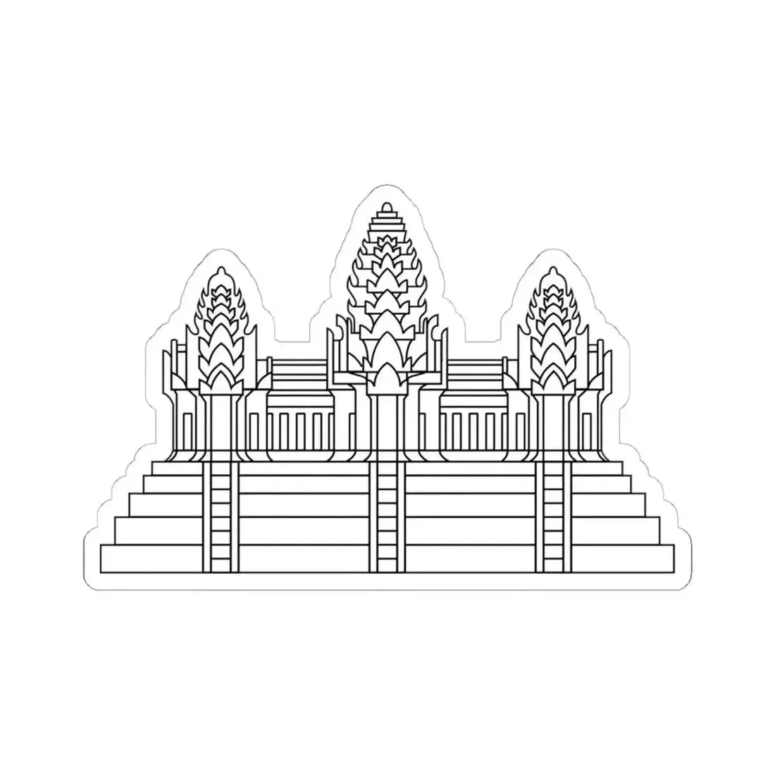 Angkor Wat in Flag of Cambodia (Cambodia) STICKER Vinyl Kiss-Cut Decal 6 Inch White - The Sticker Space