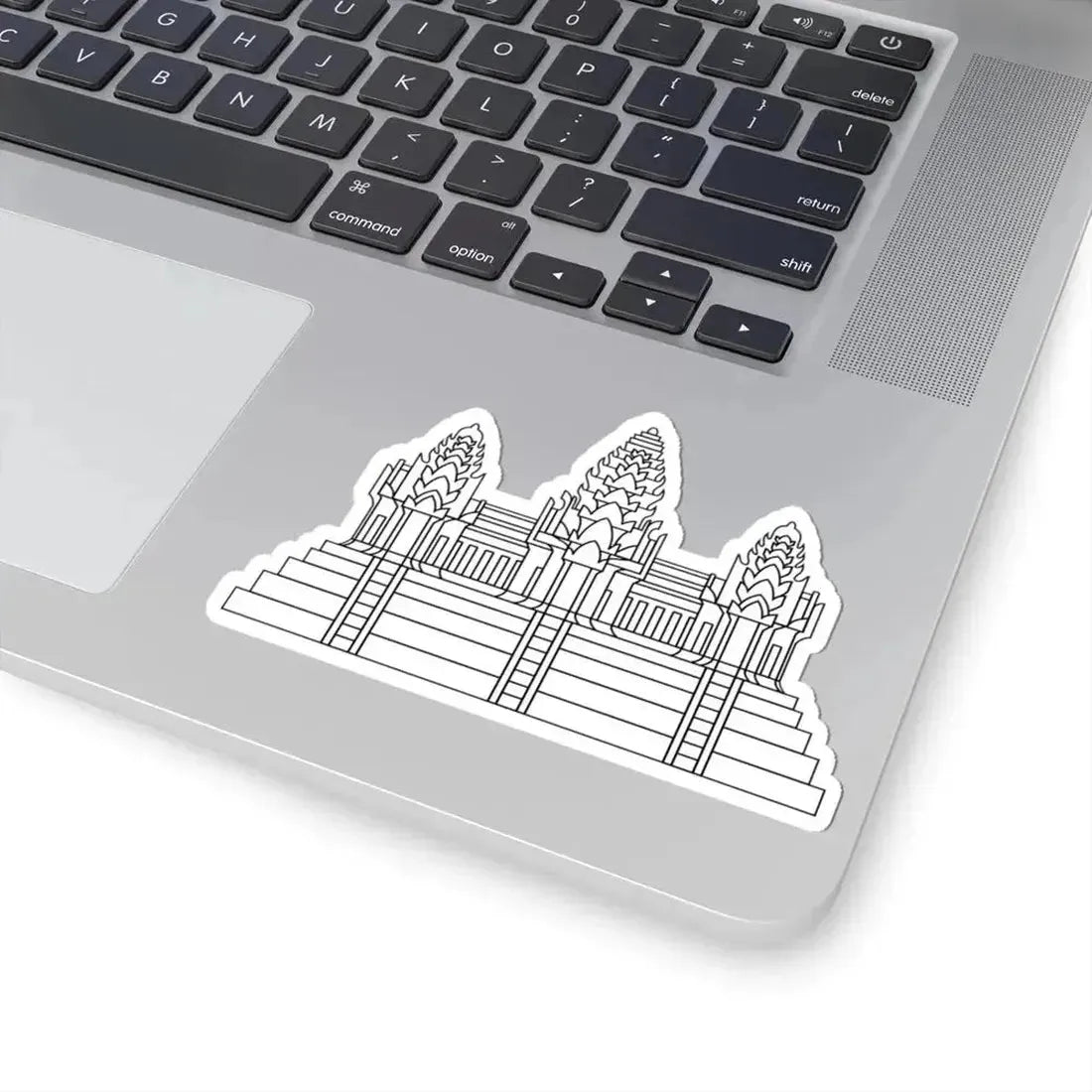 Angkor Wat in Flag of Cambodia (Cambodia) STICKER Vinyl Kiss-Cut Decal - The Sticker Space