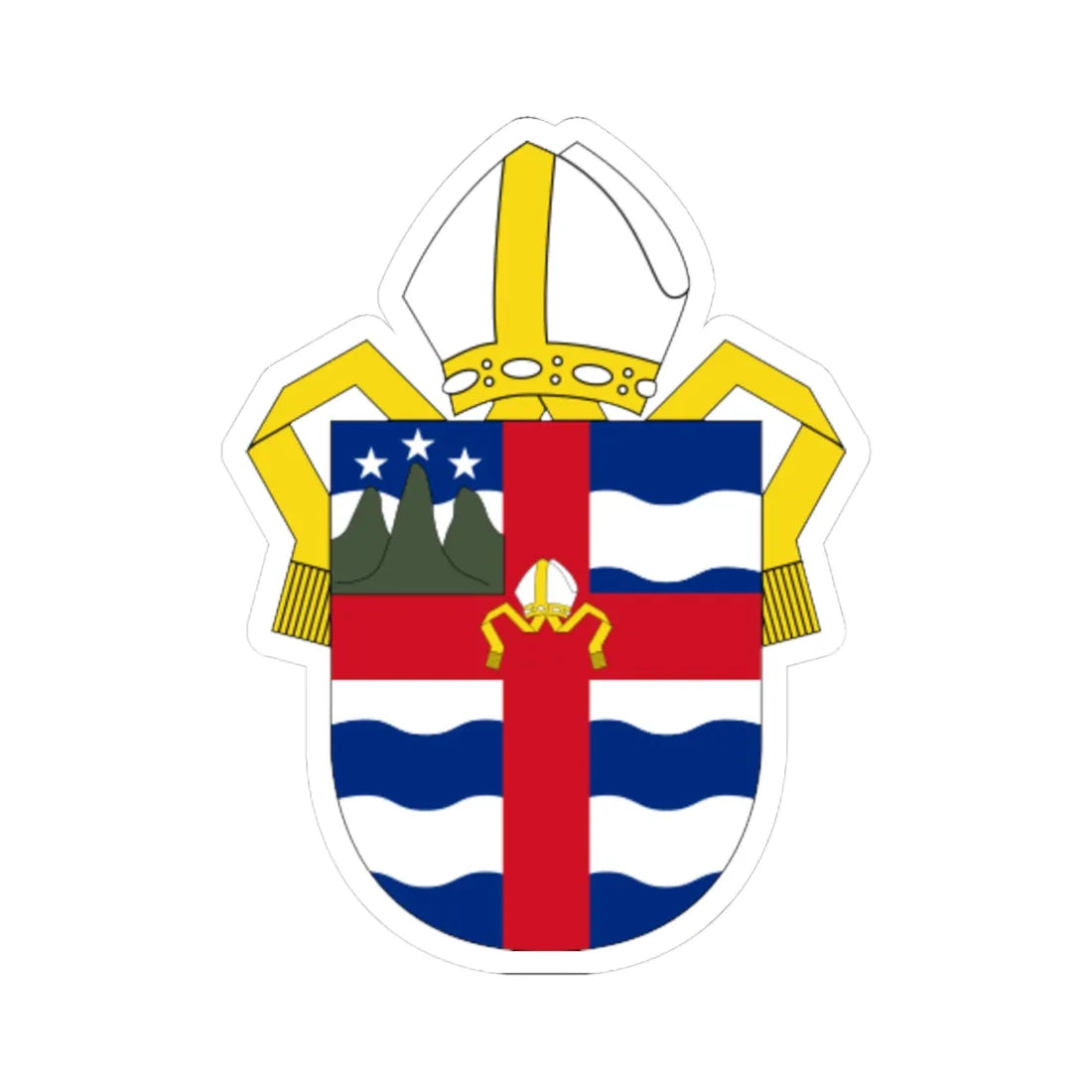 Angl-NZ-Polynesia-Arms (New Zealand) (Coat of Arms) STICKER Vinyl Kiss-Cut Decal 4 Inch White - The Sticker Space