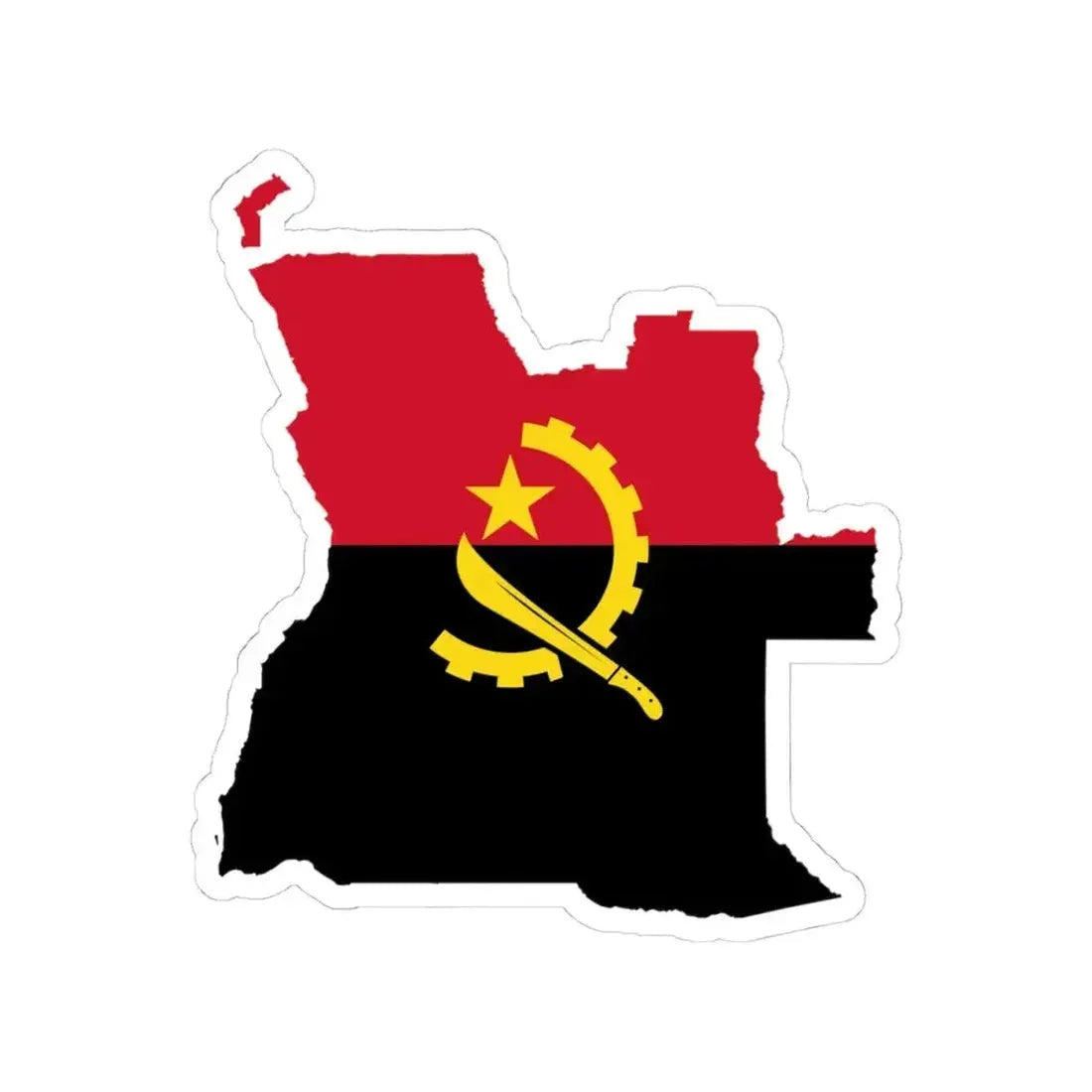 Angola Flag Map (Angola) STICKER Vinyl Kiss-Cut Decal 4 Inch White - The Sticker Space