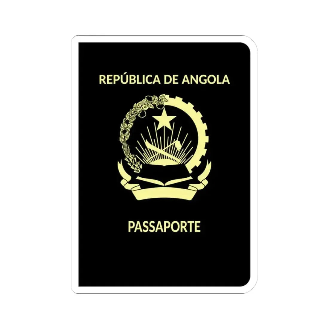 Angolan Passport - STICKER Vinyl Kiss-Cut Decal 3 Inch White - The Sticker Space