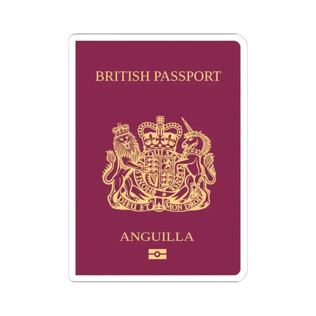 Anguilla Passport - STICKER Vinyl Kiss-Cut Decal 4 Inch White - The Sticker Space