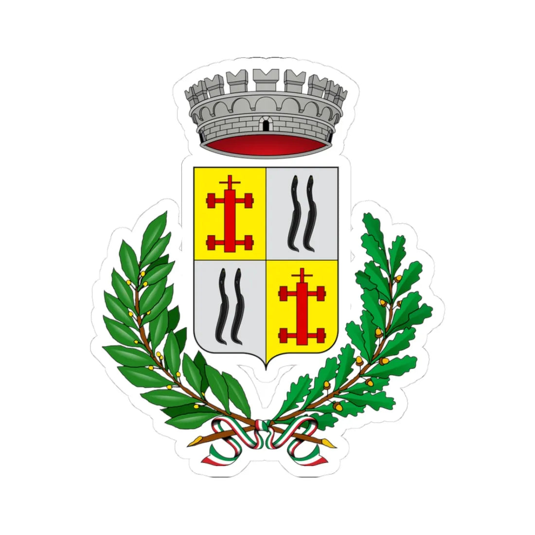 Anguillara Veneta-Stemma (Italy) (Coat of Arms) STICKER Vinyl Kiss-Cut Decal 3 Inch White - The Sticker Space
