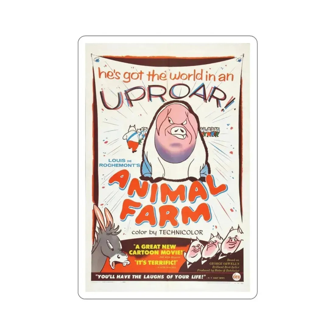 Animal Farm 1954 Movie Poster STICKER Vinyl Die-Cut Decal 3 Inch - The Sticker Space