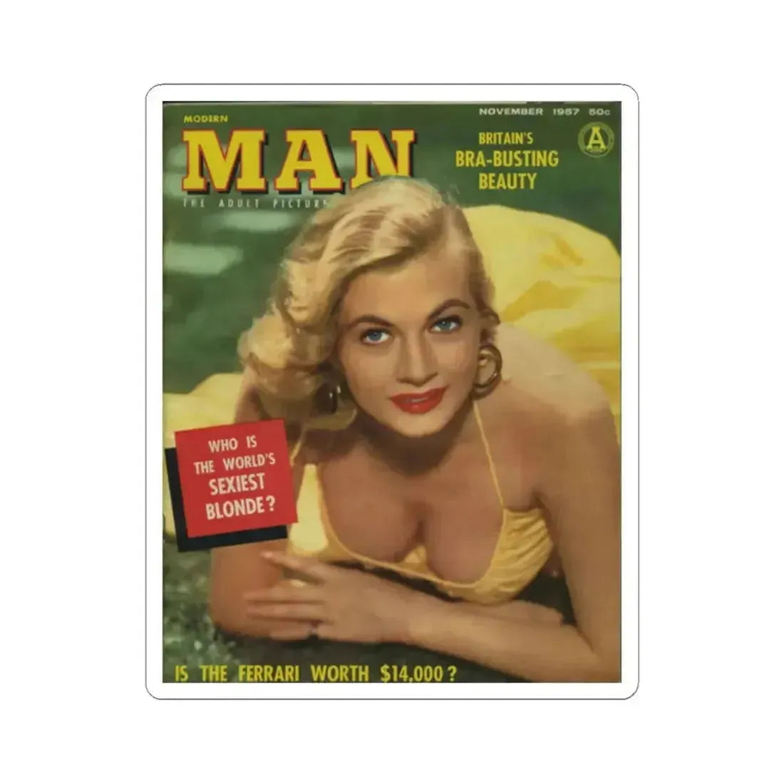 Anita Ekberg #135 - Mag. Cover (Vintage Female Icon) STICKER Vinyl Kiss-Cut Decal 3 Inch White - The Sticker Space