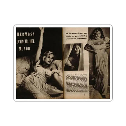 Anita Ekberg #236 - 3 B&W Photos from Foto Mag. '56 (Vintage Female Icon) STICKER Vinyl Kiss-Cut Decal 3 Inch White - The Sticker Space